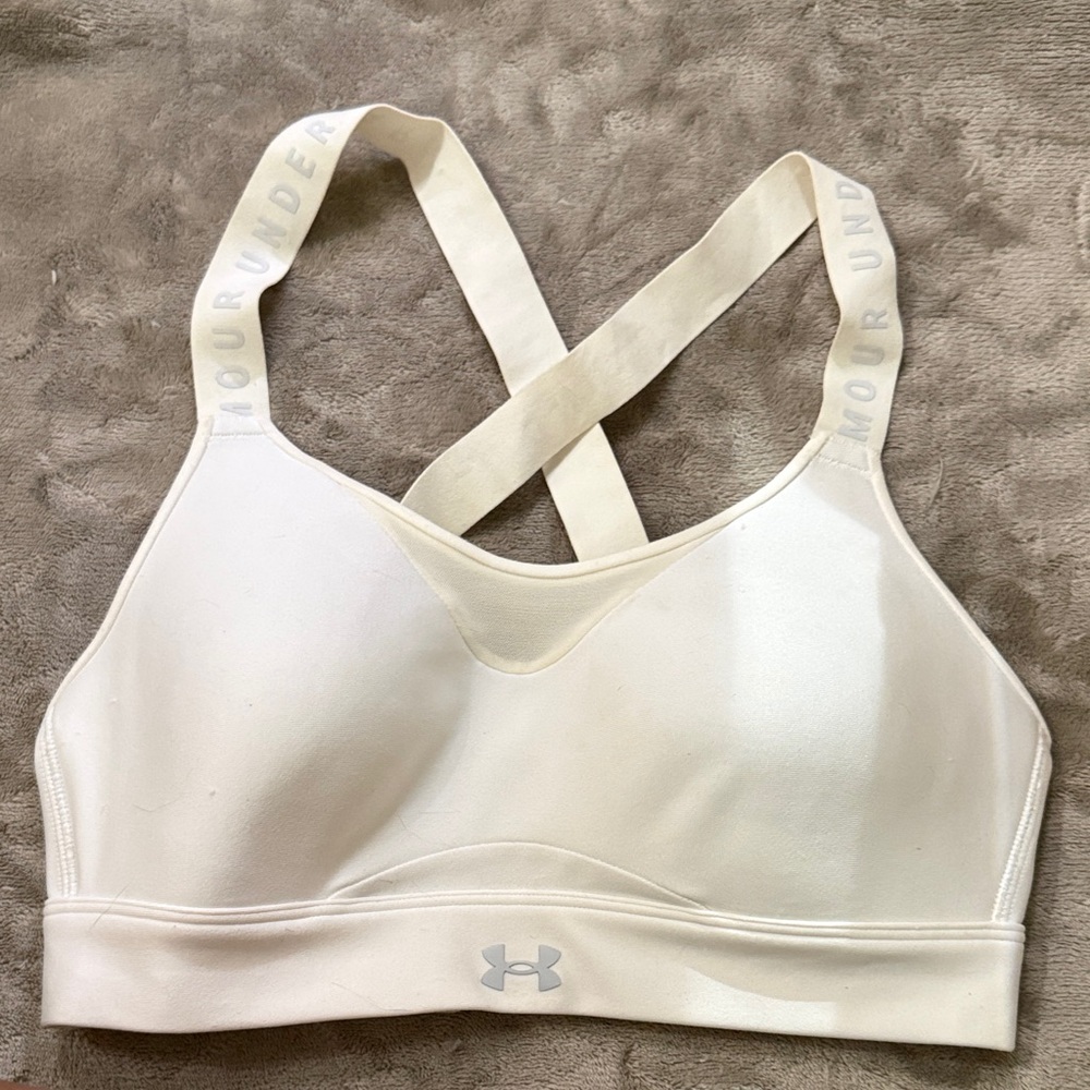 Under Armour Cream Crossback Light-Impact Sports Bra